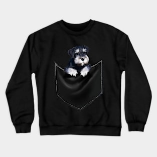 Miniature Schnauzer inside Pocket, Dog Lover Crewneck Sweatshirt